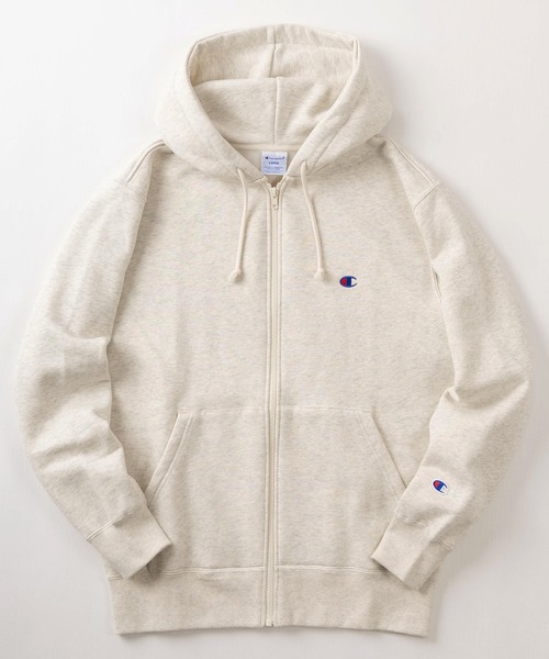 【Champion/チャンピオン】ワンポイント ブランドロゴ刺繍デザイン ジップパーカー/ 裏起毛/【USAコットン】