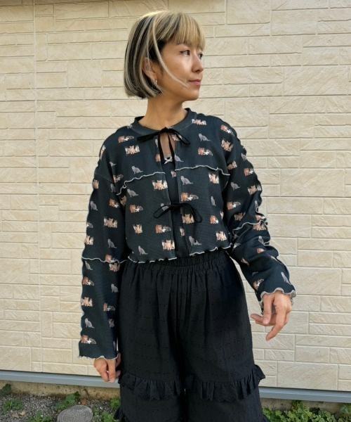 Candy Stripper（キャンディストリッパー）の「BABY KITTENS WAFFLE カーディガン（カーディガン/ボレロ・レディース・ピンク/アイボリー/ブラック・2）」の14枚目の写真