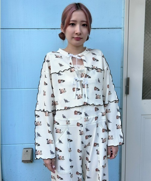 Candy Stripper（キャンディストリッパー）の「BABY KITTENS WAFFLE カーディガン（カーディガン/ボレロ・レディース・ピンク/アイボリー/ブラック・2）」の16枚目の写真