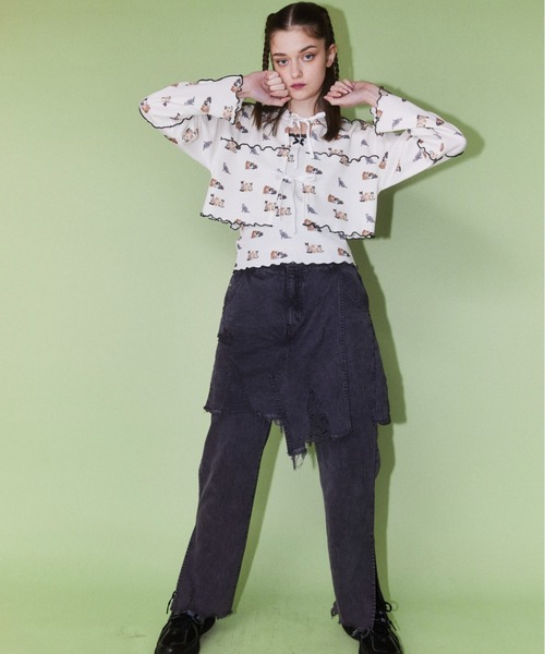 Candy Stripper（キャンディストリッパー）の「BABY KITTENS WAFFLE カーディガン（カーディガン/ボレロ・レディース・ピンク/アイボリー/ブラック・2）」の10枚目の写真