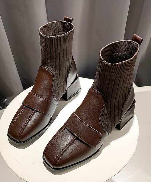 Miniministore(ミニミニストア)の「ソックス風ブーツ レディース(ブーツ・レディース・ブラック/ブラウン・24.5cm/23.0cm/24.0cm/23.5cm/22.5cm)」の1枚目の写真