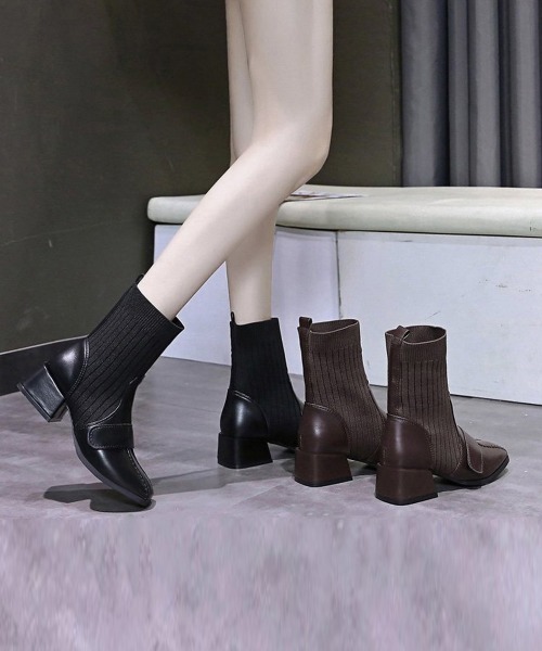 Miniministore(ミニミニストア)の「ソックス風ブーツ レディース(ブーツ・レディース・ブラック/ブラウン・24.5cm/23.0cm/24.0cm/23.5cm/22.5cm)」の4枚目の写真