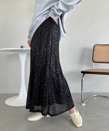 un+frame | shiny flare long skirt／スパンコールシャイニーフレアロングスカート(スカート)