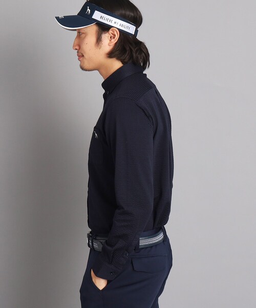 adabat（アダバット）の「◆サッカーストライプ ボタンダウンシャツ（シャツ/ブラウス・メンズ・ネイビー系2/ネイビー・50/46/48）」の4枚目の写真