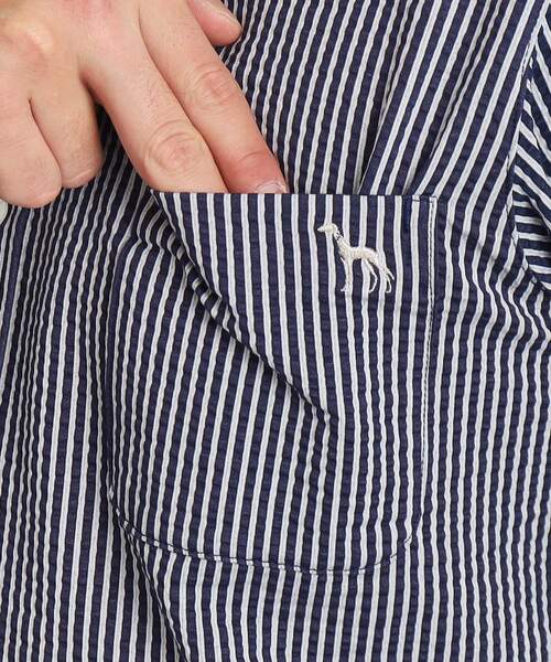 adabat（アダバット）の「◆サッカーストライプ ボタンダウンシャツ（シャツ/ブラウス・メンズ・ネイビー系2/ネイビー・50/46/48）」の13枚目の写真