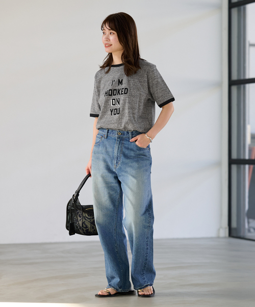 FRAMeWORK(フレームワーク)の「ラフィー天竺リンガーT(Tシャツ/カットソー・レディース・グレー/ホワイト系その他・FREE)」の3枚目の写真