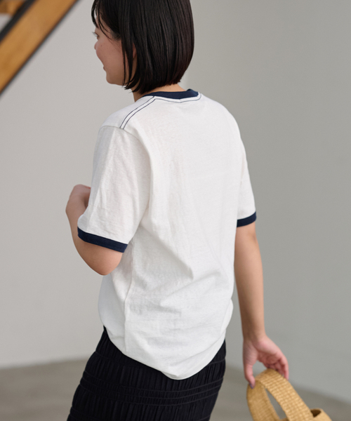 FRAMeWORK(フレームワーク)の「ラフィー天竺リンガーT(Tシャツ/カットソー・レディース・グレー/ホワイト系その他・FREE)」の18枚目の写真