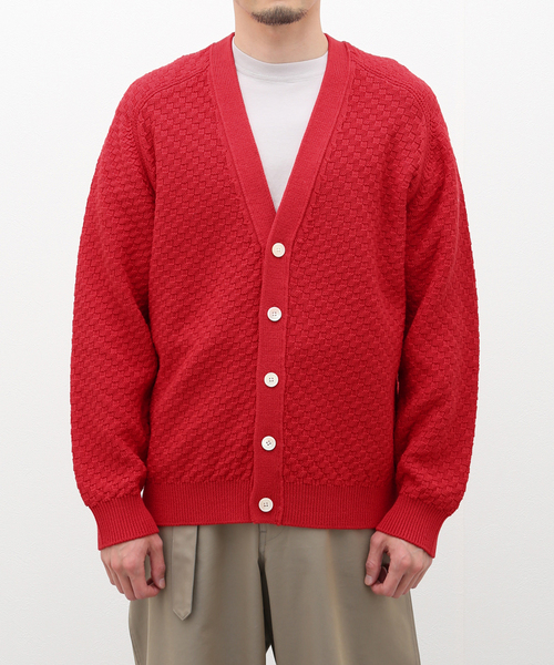 EDIFICE（エディフィス）の「シルキー コットン トリコカーディガン（カーディガン/ボレロ・メンズ・レッド/ネイビー/ホワイト・LARGE/MEDIUM）」の3枚目の写真