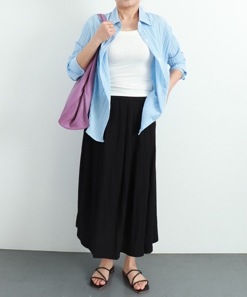 Miniministore(ミニミニストア)の「薄手ロングスカート ハイウエスト 韓国夏(スカート・レディース・ブラック/アイボリー/ベージュ/グレー・FREE)」の17枚目の写真