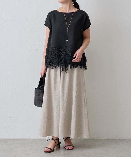 BEARDSLEY（ビアズリー）の「リネンフレアースカート（スカート・レディース・ベージュ/ブラック・S/M）」の3枚目の写真