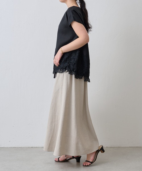 BEARDSLEY（ビアズリー）の「リネンフレアースカート（スカート・レディース・ベージュ/ブラック・S/M）」の4枚目の写真