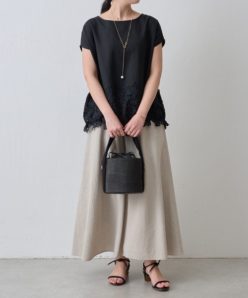 BEARDSLEY（ビアズリー）の「リネンフレアースカート（スカート・レディース・ベージュ/ブラック・S/M）」の6枚目の写真