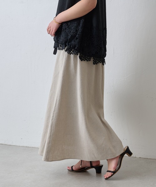 BEARDSLEY（ビアズリー）の「リネンフレアースカート（スカート・レディース・ベージュ/ブラック・S/M）」の8枚目の写真