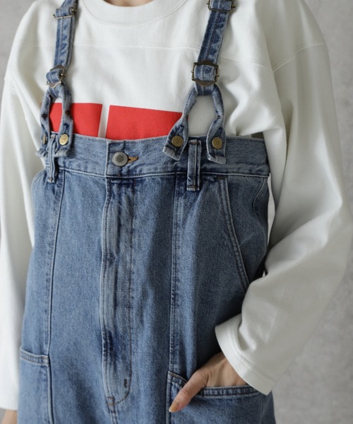 SOMETHING(サムシング)の「(SOMETHING)ダブルニーデニムサロペット(つなぎ/オールインワン・レディース・ブルー・SMALL)」の10枚目の写真