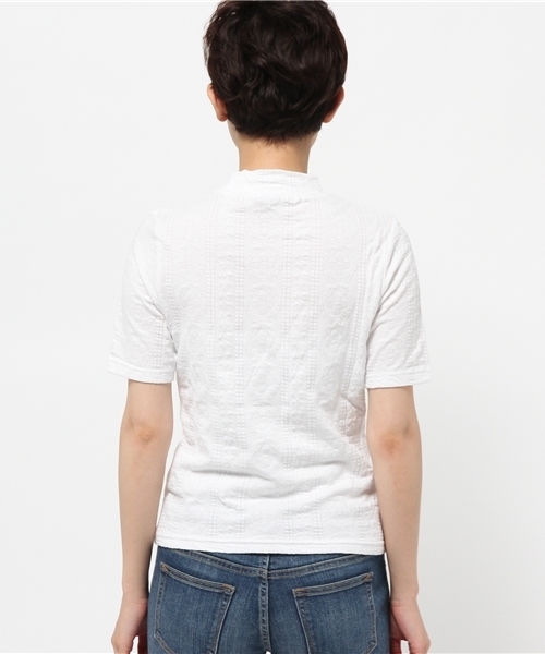 WEGO（ウィゴー）の「WEGO/ケーブルハイネック5分袖Tシャツ（Tシャツ/カットソー・レディース・ホワイト/杢グレー・FREE）」の5枚目の写真