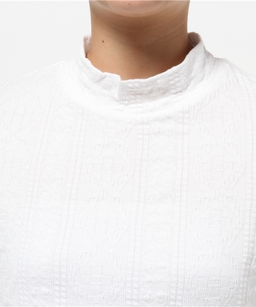 WEGO（ウィゴー）の「WEGO/ケーブルハイネック5分袖Tシャツ（Tシャツ/カットソー・レディース・ホワイト/杢グレー・FREE）」の6枚目の写真