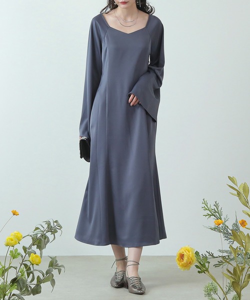 kana ベルスリーブ ワンピースドレス Mサイズ Kana ドレス ベルスリーブ スリット 2way ワンピース デイリー