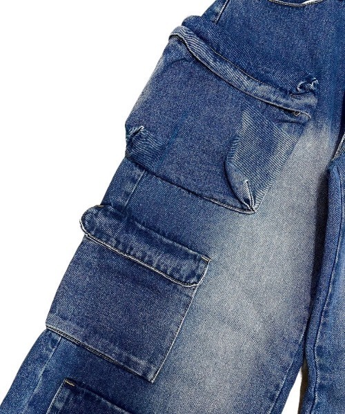 XU(エックスユー)の「ストリートファッション XU エックスユー pocket denim wide pants オーバーサイズ デニム ジーンズ ジーパン ワイドパンツ カーゴパンツ カーゴデニム 韓国ファッション 韓国ストリート(デニムパンツ・メンズ・ブラック/ブルー・ONE SIZE)」の9枚目の写真