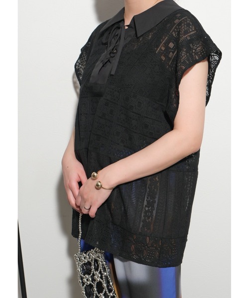 palm RICHE(ポームリシュ)の「パッチワークレースTOPS(シャツ/ブラウス・レディース・ブラック/オフホワイト・M)」の14枚目の写真
