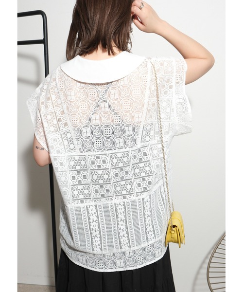 palm RICHE(ポームリシュ)の「パッチワークレースTOPS(シャツ/ブラウス・レディース・ブラック/オフホワイト・M)」の15枚目の写真