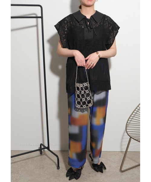 palm RICHE(ポームリシュ)の「パッチワークレースTOPS(シャツ/ブラウス・レディース・ブラック/オフホワイト・M)」の11枚目の写真