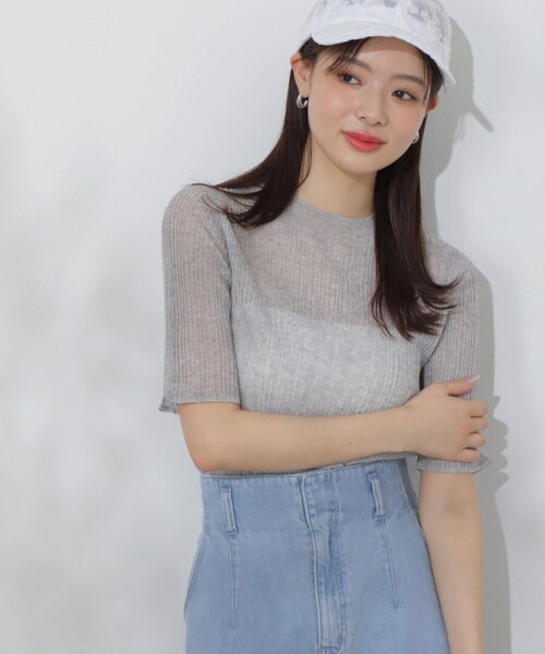 PROPORTION BODY DRESSING（プロポーションボディドレッシング）の「シアーショートニット / 1214170404（ニット/セーター・レディース・グレー/ブラック/ベージュ・FREE）」の17枚目の写真