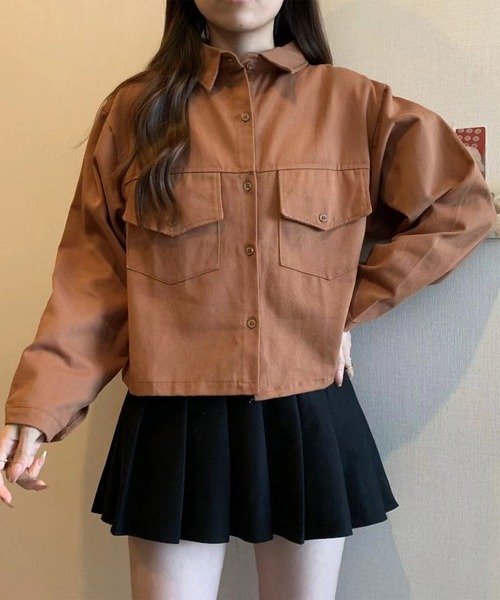 MILAE（ミレ）の「ツイルシャツジャケット（シャツ/ブラウス・レディース・ブラウン/オフホワイト・M/L）」の4枚目の写真