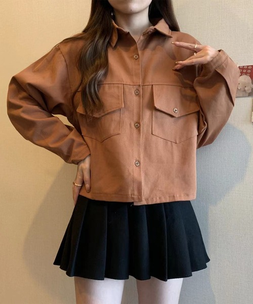 MILAE（ミレ）の「ツイルシャツジャケット（シャツ/ブラウス・レディース・ブラウン/オフホワイト・M/L）」の5枚目の写真
