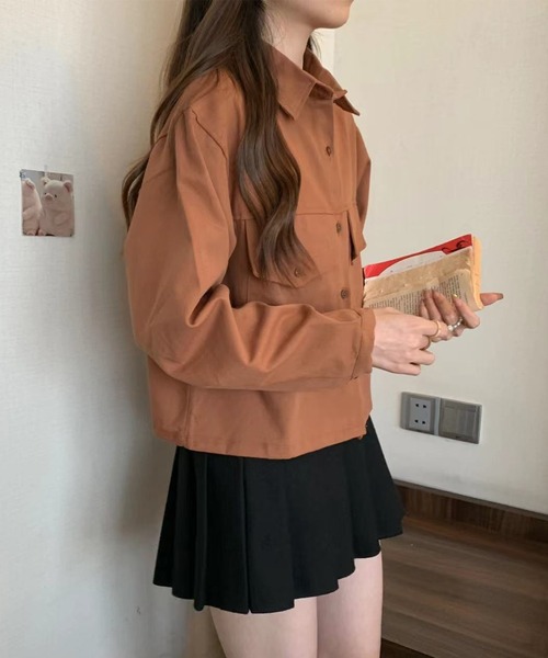 MILAE（ミレ）の「ツイルシャツジャケット（シャツ/ブラウス・レディース・ブラウン/オフホワイト・M/L）」の6枚目の写真