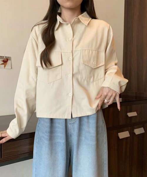 MILAE（ミレ）の「ツイルシャツジャケット（シャツ/ブラウス・レディース・ブラウン/オフホワイト・M/L）」の7枚目の写真