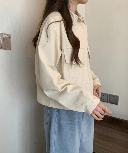 MILAE（ミレ）の「ツイルシャツジャケット（シャツ/ブラウス・レディース・ブラウン/オフホワイト・M/L）」の10枚目の写真