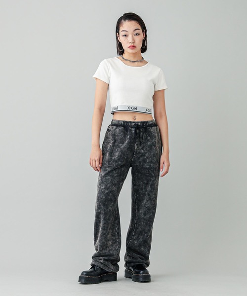 X-girl(エックスガール)の「LOGO AND STRIPE CROPPED S/S TOP(Tシャツ/カットソー・レディース・マルチ/ブラック/オリーブ/ホワイト・S/M)」の14枚目の写真