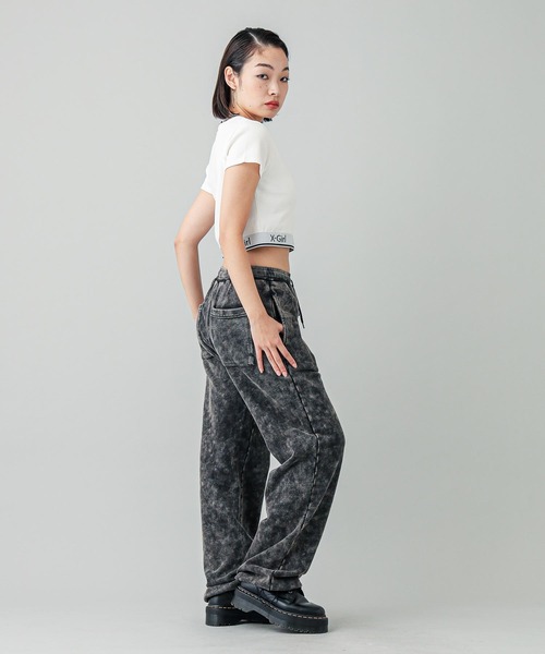 X-girl(エックスガール)の「LOGO AND STRIPE CROPPED S/S TOP(Tシャツ/カットソー・レディース・マルチ/ブラック/オリーブ/ホワイト・S/M)」の15枚目の写真