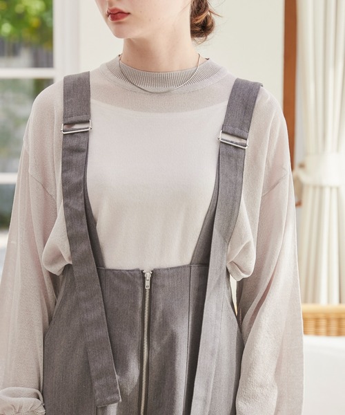 ANGIE（アンジー）の「フロントジップサロペット（サロペット/オーバーオール・レディース・ダークグレー/アイボリー/ブラック・FREE）」の4枚目の写真