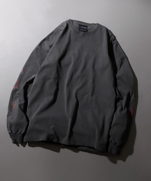 Ed Hardy（エドハーディー）の「Ed Hardy/エド・ハーディー オーバーサイズ ピグメント加工 ヴィンテージライク ロゴプリント 長袖Tシャツ ロンT レディース メンズ（Tシャツ/カットソー・メンズ・ブラック系その他/グレー系その他/ブラック/チャコール/ブラック系その他3/ブラック系その他2/ホワイト/ホワイト系その他/ブラック系その他5/ブラック系その他4/グレー系その他2/グレー系その他3/ブラック系その他6/ホワイト系その他2/ワイン・M/L）」の11枚目の写真