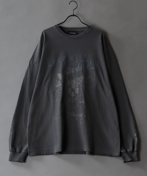 Ed Hardy（エドハーディー）の「Ed Hardy/エド・ハーディー オーバーサイズ ピグメント加工 ヴィンテージライク ロゴプリント 長袖Tシャツ ロンT レディース メンズ（Tシャツ/カットソー・メンズ・ブラック系その他/グレー系その他/ブラック/チャコール/ブラック系その他3/ブラック系その他2/ホワイト/ホワイト系その他/ブラック系その他5/ブラック系その他4/グレー系その他2/グレー系その他3/ブラック系その他6/ホワイト系その他2/ワイン・M/L）」の17枚目の写真