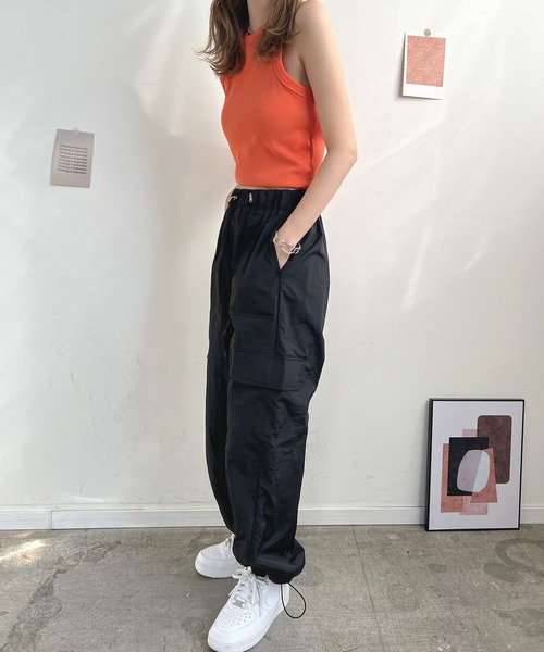 Futier land（フューティアランド）の「裾アレンジワッシャーナイロンカーゴパンツ（カーゴパンツ・レディース・ピンク/アイボリー/ブラック・MEDIUM）」の13枚目の写真