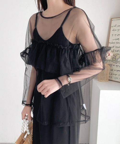 LADY LIKE（レディライク）の「胸ギャザーシアートップス（シャツ/ブラウス・レディース・ホワイト/ブラック・M）」の12枚目の写真