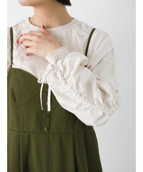 ehka sopo（エヘカソポ）の「袖ドロストラグランカットソー（Tシャツ/カットソー・レディース・ブルー/ライトベージュ/チャコールグレー・F）」の3枚目の写真