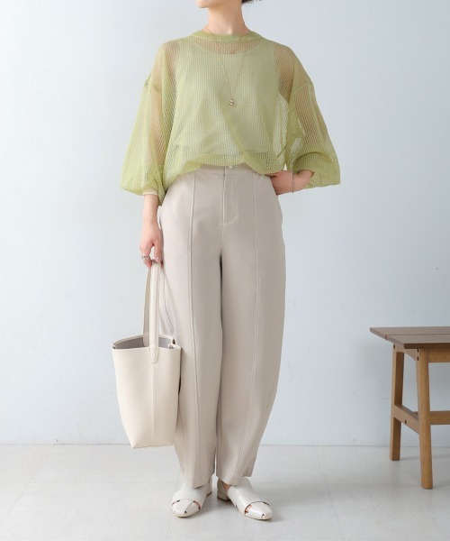 Bou Jeloud（ブージュルード）の「メッシュ袖ボリューム配色ニットプルオーバー（ニット/セーター・レディース・ライトグリーン/ブラック・FREE）」の13枚目の写真