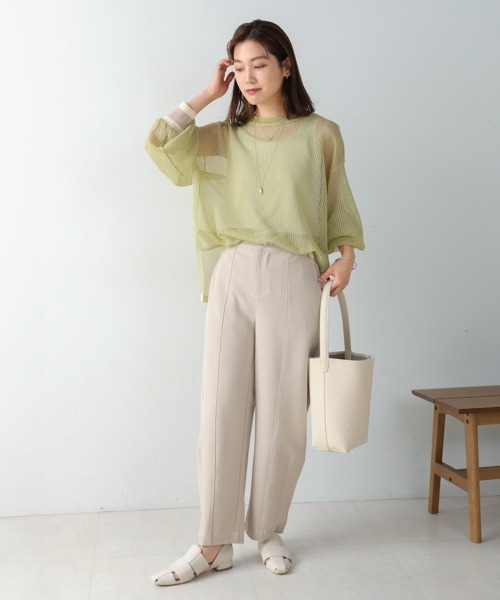 Bou Jeloud（ブージュルード）の「メッシュ袖ボリューム配色ニットプルオーバー（ニット/セーター・レディース・ライトグリーン/ブラック・FREE）」の15枚目の写真