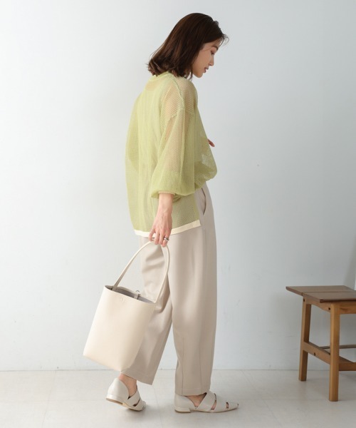 Bou Jeloud（ブージュルード）の「メッシュ袖ボリューム配色ニットプルオーバー（ニット/セーター・レディース・ライトグリーン/ブラック・FREE）」の17枚目の写真