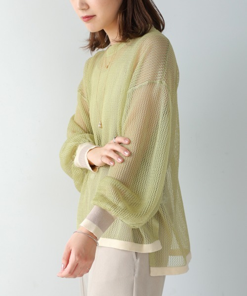 Bou Jeloud（ブージュルード）の「メッシュ袖ボリューム配色ニットプルオーバー（ニット/セーター・レディース・ライトグリーン/ブラック・FREE）」の18枚目の写真