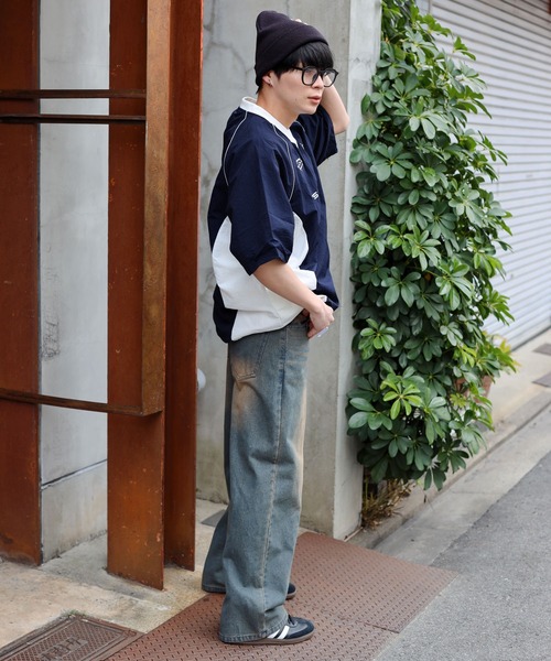 SPINNS（スピンズ）の「【ユニセックスで着用可能】ナイロン切り替え半袖プルオーバー（スウェット・メンズ・ネイビー/ブラック/グレー/オフホワイト・ONESIZE）」の21枚目の写真