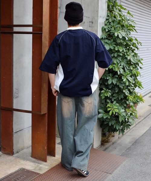 SPINNS（スピンズ）の「【ユニセックスで着用可能】ナイロン切り替え半袖プルオーバー（スウェット・メンズ・ネイビー/ブラック/グレー/オフホワイト・ONESIZE）」の22枚目の写真