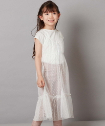 a.v.v（アーヴェヴェ）の「[140-150]【２点セット】チュールキャミワンピ×Tシャツ（Tシャツ/カットソー・キッズ）」