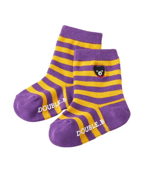 DOUBLE_B(ダブルビー)の「ボーダーソックス(ソックス/靴下・キッズ・サックスブルー/パープル/ブラック・19-21cm/17-19cm/13-15cm/11-13cm/15-17cm)」の1枚目の写真