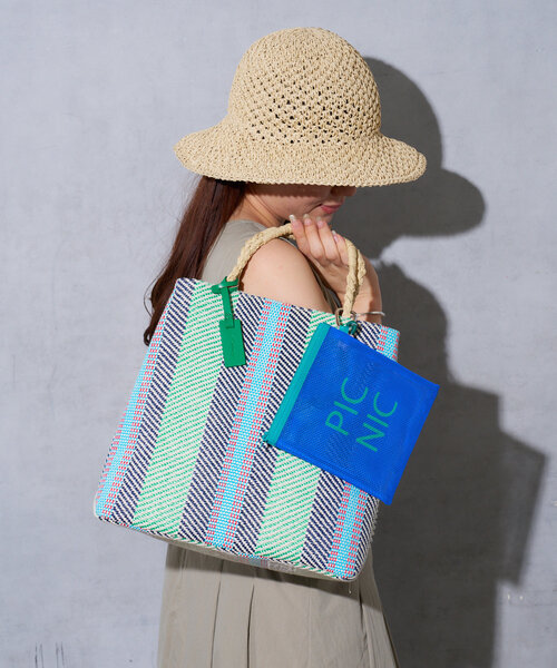 BIRTHDAY BAR（バースデイバー）の「スクエアメッシュポーチ　PICNIC（ポーチ・レディース・ネイビー/ブラウン/ブルー・0）」の12枚目の写真