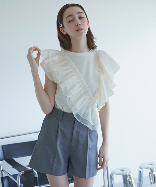 VIS（ビス）の「【新色追加】ワンタックショートパンツ【洗える】（その他パンツ・レディース・ベージュ/グレー/ブラック系その他/ライトグレー/ベージュ系その他・M/S）」の4枚目の写真