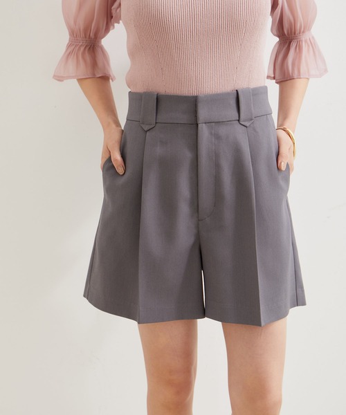 VIS（ビス）の「【新色追加】ワンタックショートパンツ【洗える】（その他パンツ・レディース・ベージュ/グレー/ブラック系その他/ライトグレー/ベージュ系その他・M/S）」の3枚目の写真